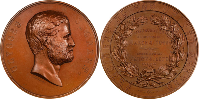 "1873" (1879) Ulysses S. Grant Presidential Medal. Julian PR-15. Bronze. MS-66 B...