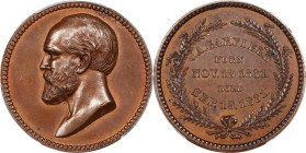 1881 James A. Garfield Memorial Medal. First Size. Julian PR-43. Bronze. Specimen-64 (PCGS).
25 mm.

Estimate: $125