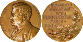 1905 Theodore Roosevelt Inaugural Medal. Dusterberg-OIM 3B44, MacNeil-TR 1905-3. Bronze. Mint State.
44 mm.

Estimate: $125