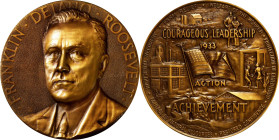 1933 Franklin Delano Roosevelt Courageous Leadership Medal. By John Paulding, Struck by Crowe Name Plate & Mfg. Co. Bronze. Choice Mint State.
70.5 m...