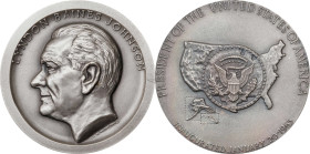 1965 Lyndon Baines Johnson Inaugural Medal. Dusterberg-OIM 16S64, MacNeil-LBJ 1965-3. Silver. No. 7267. Choice Mint State.
64 mm. 154.0 grams, .999 f...