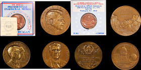 Lot of (4) Ronald Reagan Medals. Mint State.
Included are: 1981 Official First Inaugural, First Size, bronze; 1981 Official First Inaugural, Third Si...