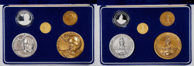 Complete Set of 1988 George H.W. Bush Inaugural Medals. Set No. 39.
Included are: gold, Mint State, 29 mm, 17.23 grams, 14 karat, 0.323 troy ounces A...