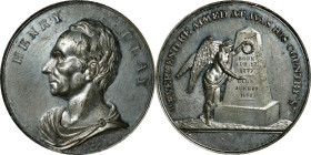 "1852" Henry Clay Memorial Medal. Satterlee-126. White Metal. Mint State.
43.2 mm. A bold memorial medal that combines the obverse of DeWitt-HC 1844-...