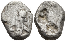 ACHAEMENID EMPIRE. temp. Artaxerxes II to Artaxerxes III (Circa 375-340 BC)
AR Siglos (14.3mm 5.37g)
Obv: Persian king or hero, wearing kidaris and ...