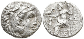 KINGS OF MACEDON. Alexander III 'the Great' (336-323 BC). Miletos. Lifetime issue.
AR Drachm (16.6mm 3.92g)
Obv: Head of Herakles right, wearing lio...