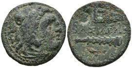 KINGS of MACEDON. Alexander III 'the Great' (336-323 BC). Uncertain mint in Western Asia Minor.
AE Bronze (19.8mm 5.18g)
Obv: Head of Herakles right...