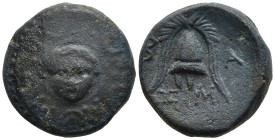 KINGS of MACEDON. Philip III Arrhidaios (Circa 323-317 BC)
AE Bronze (15.9mm 4.39g)
Obv: Macedonian shield, with facing gorgoneion on boss.
Rev: B ...
