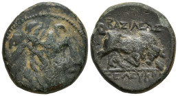 SELEUKID KINGDOM. Seleukos I Nikator (312-281 BC). Antioch.
AE Bronze (13.3mm 2.36g)
Obv: Winged head of Medusa right.
Rev: BAΣIΛEΩΣ ΣEΛEYKOY. Bull...