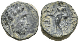 SELEUKID KINGS of SYRIA. Antiochos III 'the Great' (223-187 BC). Antioch mint or uncertain mint associated with Antioch.
AE Bronze (12.32mm 1.84g)
O...