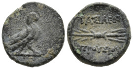 KINGS OF BITHYNIA. Prusias II Kynegos (182-149 BC). Nicomedia.
AE Bronze (10.4mm 0.89g)
Obv: Eagle standing right, with wings spread.
Rev: BAΣIΛEΩΣ...