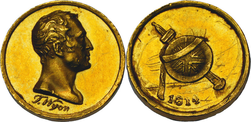 GREAT BRITAIN
FIELD MARSHAL ARTHUR DUKE OF WELLINGTON BY T. WYON
Gold medal, 1...