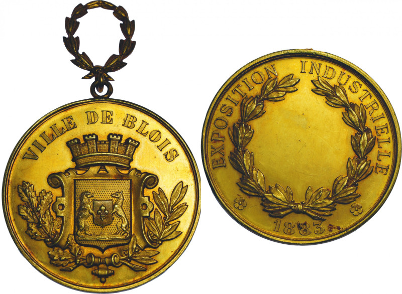 FRANCE
VILLE DE BLOIS, EXPOSITION INDUSTRIELLE 1883
Medal, 20.27 g. Gold.