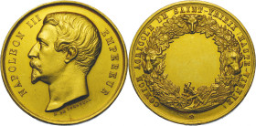 FRANCE
NAPOLEON III, EMPEROR
Award medal featuring the effigy of Napoleon III, signed by the French engraver H. de Longueil
Saint-Yrieix agricultur...