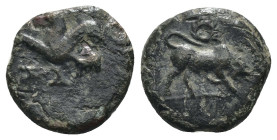 Caria. Kaunos. (350-300 BC) Bronze Æ. Obv: bull butting right. Rev: sphinx seated right. Weight 1,35 gr - Diameter 10 mm