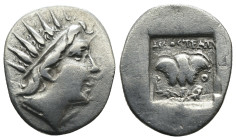 Caria. Rhodos. (305-275 BC) AR Obol. Obv: head of Helius right. Rev: rose. Weight 1,91 gr - Diameter 15 mm
