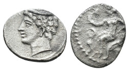 Cilicia. Tarsos. (388-380 BC) AR Obol. Obv: male head left. Rev: female kneeling left tossing astralagoi. Weight 0,67 gr - Diameter 10 mm