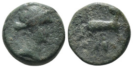Ionia. Ephesos. (4th Century BC) Bronze Æ. Obv: bust of Artemis right. Rev: bee and stag. Weight 4,28 gr - Diameter 13 mm