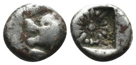 Ionia. Miletos. (4th Century BC) AR Obol. Obv: forepart of lion left. Rev: star-like floral pattern. Weight 1,18 gr - Diameter 8 mm
