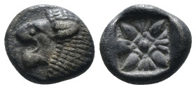 Ionia. Miletos. (4th Century BC) AR Obol. Obv: forepart of lion right. Rev: star-like floral pattern. Weight 1,10 gr - Diameter 8 mm