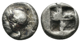 Ionia. Phokaia. (510-494 BC) AR Diobol. Obv: helmeted female head left. Rev: incuse square. Weight 1,11 gr - Diameter 8 mm