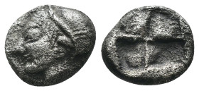 Ionia. Phokaia. (510-494 BC) AR Diobol. Obv: helmeted female head left. Rev: incuse square. Weight 1,13 gr - Diameter 8 mm