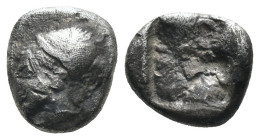 Ionia. Phokaia. (510-494 BC) AR Diobol. Obv: helmeted female head left. Rev: incuse square. Weight 1,22 gr - Diameter 8 mm