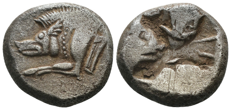 Lycia. Uncertain Dynast. (ca. 520-480 BC) AR Stater. Obv: forepart of boar left....