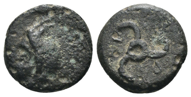 Lycian Dynast. Perikle. (380-362 BC) Æ Bronze. Obv: head of Pan left. Rev: trisk...