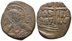 Basil II. and Constantine VIII. (1020-1028 AD). Follis. Constantinople. Obv: bust of Christ facing holding book. Rev: legend in four lines. Weight 10,...