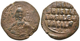 Basil II. and Constantine VIII. (1020-1028 AD). Follis. Constantinople. Obv: bust of Christ facing holding book. Rev: legend in four lines. Weight 11,...