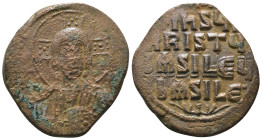 Basil II. and Constantine VIII. (1020-1028 AD). Follis. Constantinople. Obv: bust of Christ facing holding book. Rev: legend in four lines. Weight 11,...