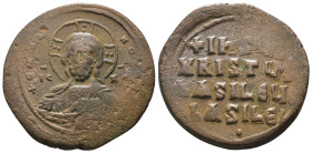 Basil II. and Constantine VIII. (1020-1028 AD). Follis. Constantinople. Obv: bust of Christ facing holding book. Rev: legend in four lines. Weight 11,...