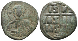 Basil II. and Constantine VIII. (1020-1028 AD). Follis. Constantinople. Obv: bust of Christ facing holding book. Rev: legend in four lines. Weight 7,5...