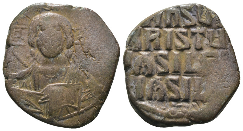 Basil II. and Constantine VIII. (1020-1028 AD). Follis. Constantinople. Obv: bus...