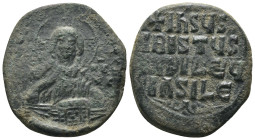 Basil II. and Constantine VIII. (1020-1028 AD). Follis. Constantinople. Obv: bust of Christ facing holding book. Rev: legend in four lines. Weight 9,8...