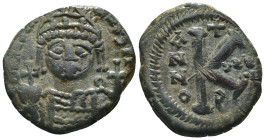 Justinian I. (527-565 AD) Æ 1/2 Follis. Theoupolis. Obv: crowned bust facing holding globus cruciger. Rev: ANNO K. Weight 9,44 gr - Diameter 25 mm