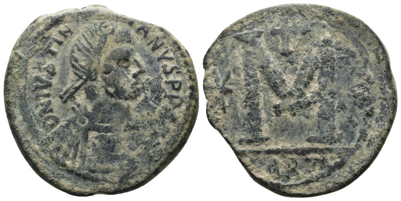 Justinian I. (527-565 AD) Æ Follis. Antioch. Obv: D N IVSTINIANVS PP AVI. diadem...