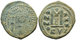 Justinian I. (527-565 AD) Æ Follis. Cyzicus. Obv: crowned bust facing holding globus cruciger. Rev: ANNO M. . Weight 16,44 gr - Diameter 31 mm