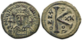 Justinian I. (527-565 AD). 1/2 Follis. Constantinople. Obv: diademed bust of Justinian facing. Rev: K. . Weight 10,16 gr - Diameter 26 mm