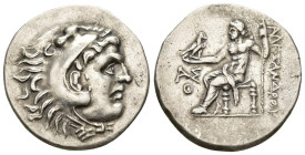 MACEDON, Kings of. Alexander III. 336-323 BC. AR Tetradrachm .Aspendos mint. Year 12 (201/200 BC). Head of Herakles right, wearing lion's skin headdre...