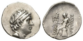 SELEUKID KINGDOM. Antiochos I Soter? (281-261 BC). Drachm. Uncertain mint, possibly imitative.
Obv: Diademed head right.
Rev: BAΣΙΛΕΩΣ ΑΝΤΙΟΧΟΥ.
Ap...