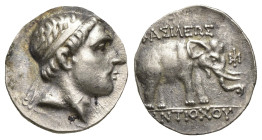 SELEUKID KINGDOM. Antiochos III 'the Great' (222-187 BC). Drachm. Apameia on the Orontes(?).
Obv: Diademed head right.
Rev: ΒΑΣΙΛΕΩΣ / ΑΝΤΙΟΧΟΥ.
El...