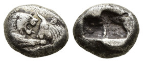 KINGS OF LYDIA. Kroisos, circa 560-546 BC. 1/3 Stater Silver Sardes. Confronted foreparts of a lion and a bull. Rev. Two incuse squares, one larger th...