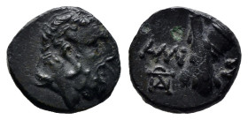PONTOS. Amisos. Ae (Circa 85-65 BC). Time of Mithradates VI Eupator.
Obv: Laureate head of Herakles right.
Rev: AMI - ΣOY.
Crossed club and gorytos...
