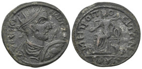 Philip I Æ 33mm of Metropolis, Phrygia. AD 244-249. AY TK MIOY ΦΙΛΙΠΠOC, radiate, draped and cuirassed bust to right, holding shield / MHTPOΠOΛEITΩN, ...