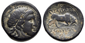 SYRIA.Seleukid Kings. Seleukos I .312-280 BC.Seleukeia on the Tigris mint.AE Bronze. Laureate head of Apollo right / BAΣIΛEΩΣ above, ΣEΛEYKOY in exerg...