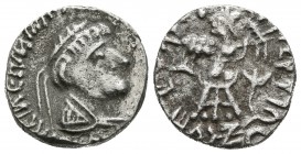 BAKTRIA, Indo-Grecia. Strato II. Dracma. 25-15 a.C .Jammu. A/ Busto diademado y drapeado a derecha. R/ Pallas Athena a izquierda. Mitch.2132ff. Ar. 2,...