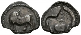 LUCANIA, Sybaris. 1/3 Estátera. 550-510 a.C. A/ Toro a izquierda con cabeza vuelta. R/ incuso. SNG ANS 847ff; SNG München 1159ff; HN Italy 1736. Ar. 1...