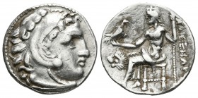 LYSIMACHOS. Alejandro III Magno. Dracma. 305-281 a.C. Magnesia-Maeandrum. A/ Cabeza de Herakles con piel de león a derecha. R/ Zeus sedente a izquierd...